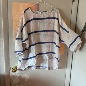Striped Blue and White Women's Blouse
